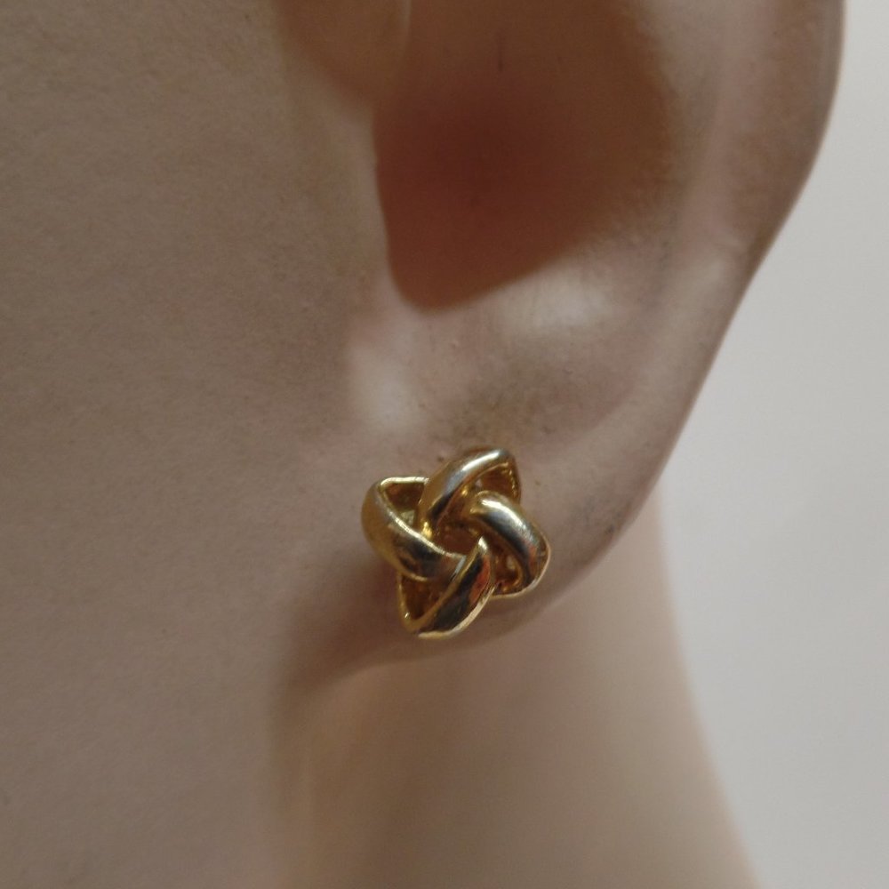 Goldtone Love Knot Earrings Stamped Thailand-No Backs